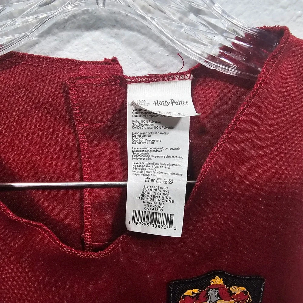 Harry Potter Gryffindor Costume Dress Kids Small 4-6X Red Grey Disguise 108029L